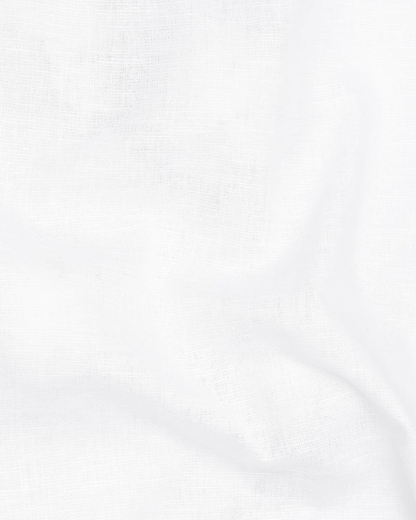 Bright White Collarless Luxurious Linen Shirt