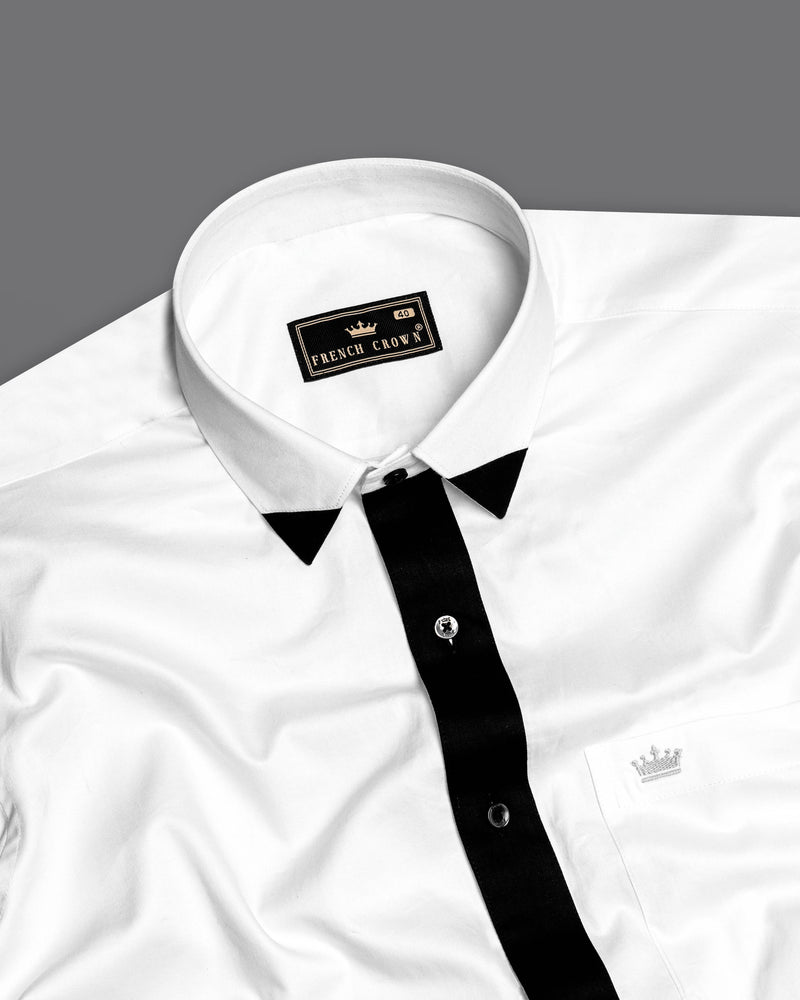 Bright White with Black Patterned Super Soft Giza Cotton SHIRT