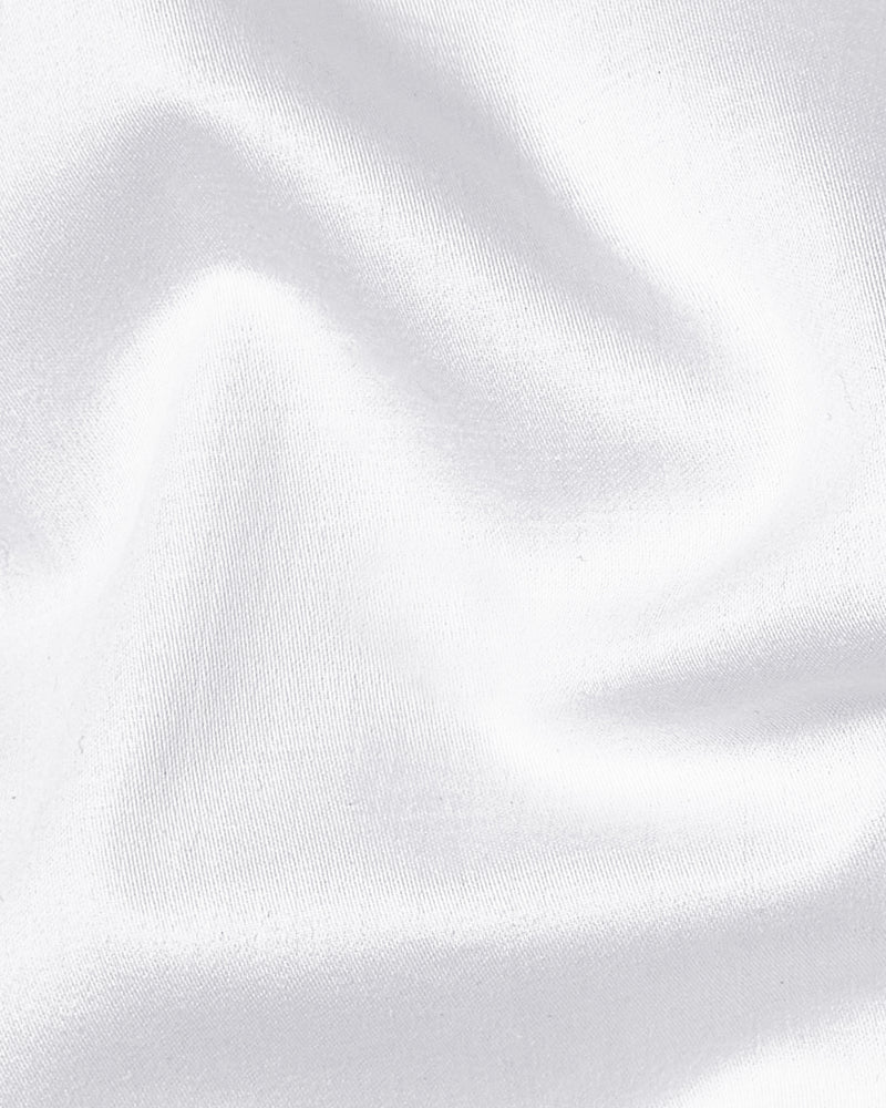 Bright White Zigzag Stitching Patterned Designer Super Soft Giza Cotton SHIRT