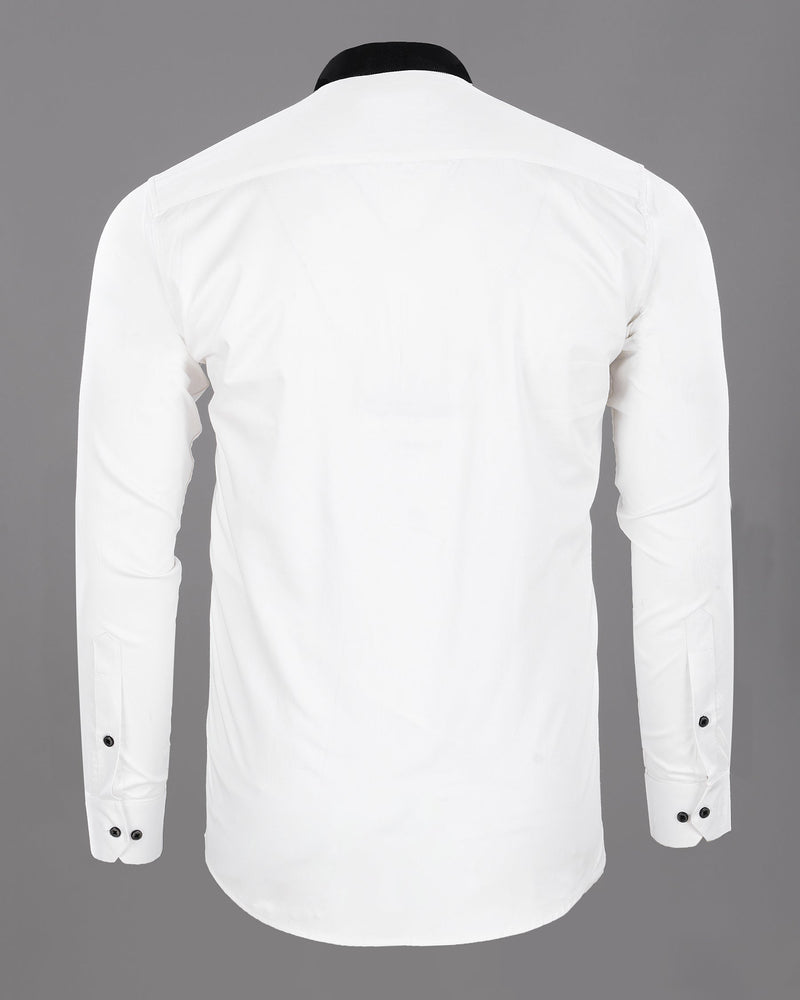 Bright White With Black Patch Giza Cotton SHIRT