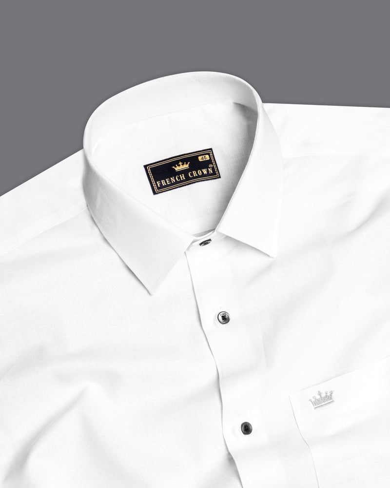 Bright White Luxurious Linen Shirt