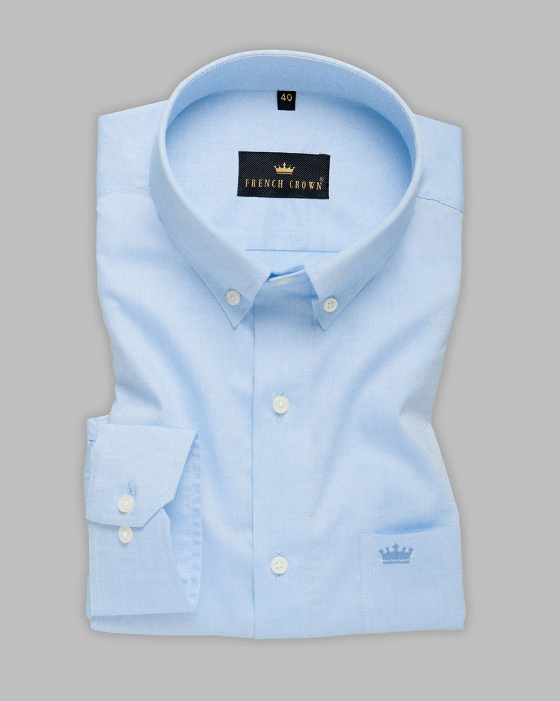 Sky Slight Sheen Premium Cotton Shirt