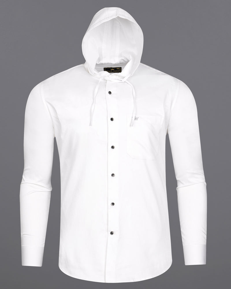 Bright White Super Soft Giza Cotton Hoodie Shirt