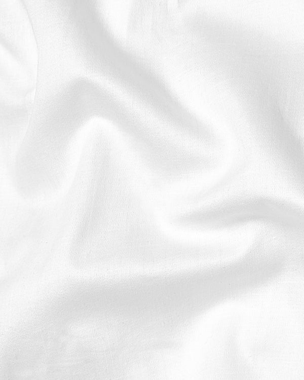 Bright White Designer Super Soft Kurta Style Giza Cotton Shirt