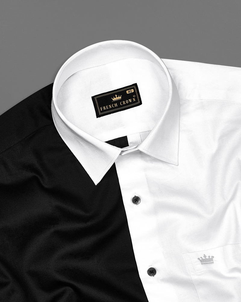 Half white and Half Black Premium Cotton Shirt