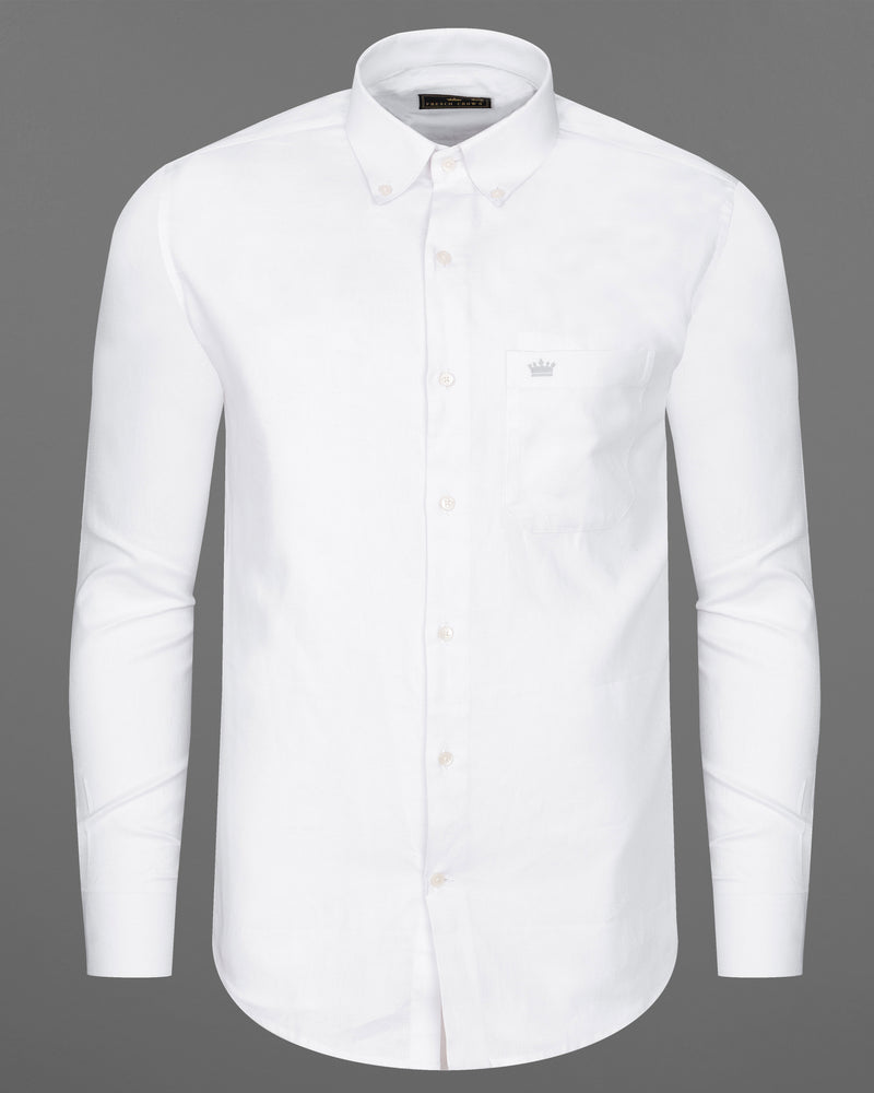 Bright White Dobby Textured Giza Cotton Shirt