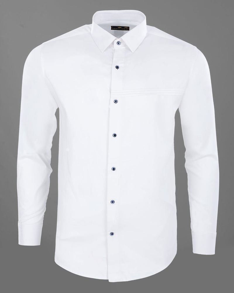 Bright White Subtle Patterned Premium Giza Cotton Shirt