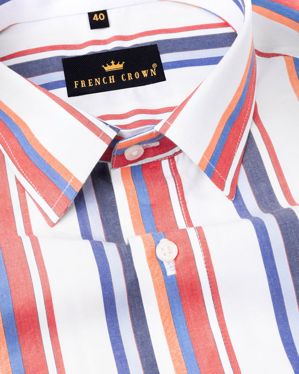 Milky White with Multicolor Striped Premium Cotton Shirt 4898-38, 4898-H-38, 4898-39, 4898-H-39, 4898-40, 4898-H-42, 4898-44, 4898-H-44, 4898-46, 4898-H-46, 4898-H-50, 4898-52, 4898-H-40, 4898-42, 4898-48, 4898-H-48, 4898-50, 4898-H-52