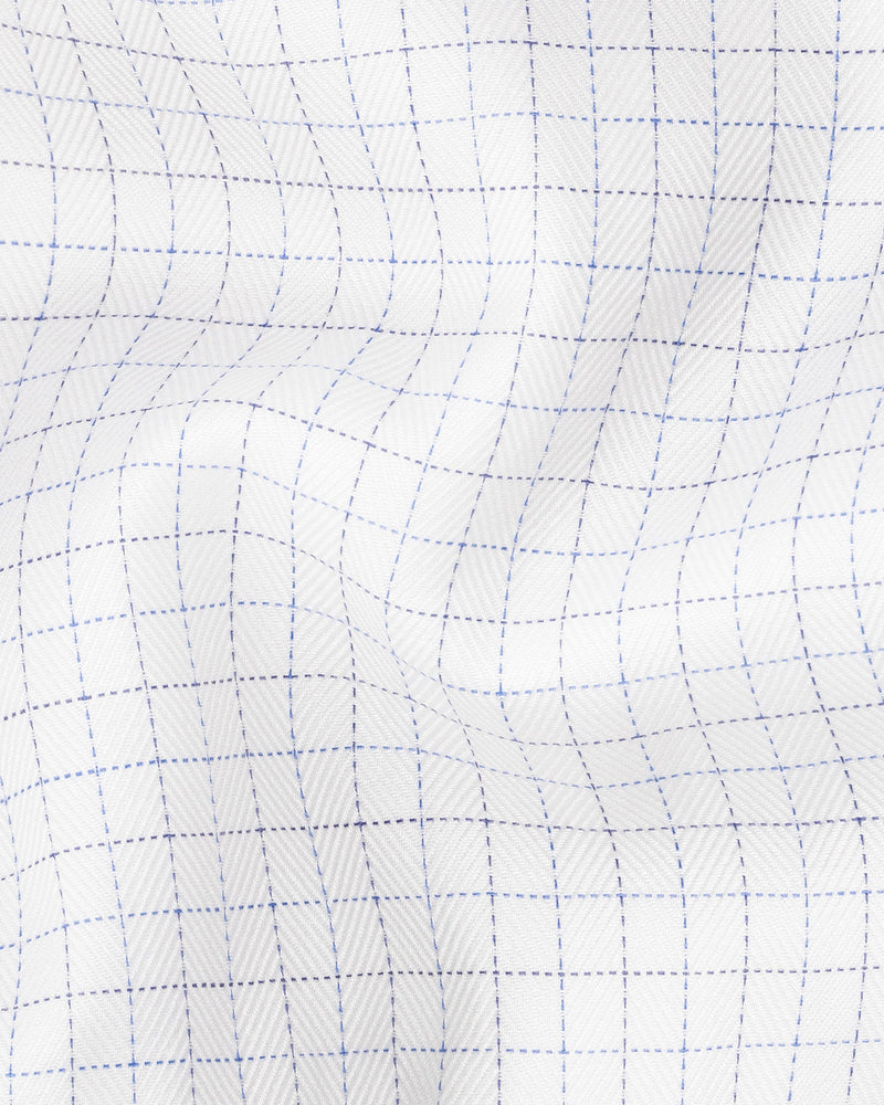 Bright White micro Checkered Twill Textured Premium Cotton Shirt