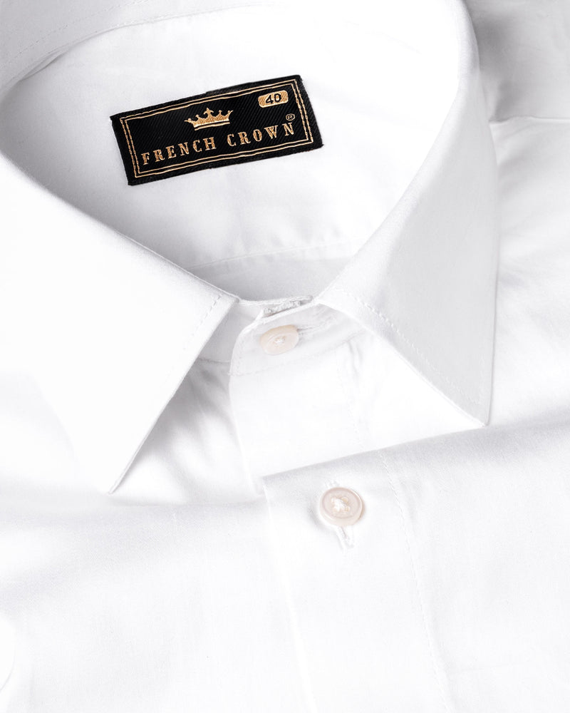 Bright White with Salomie and Black Piping Premium Cotton Shirt