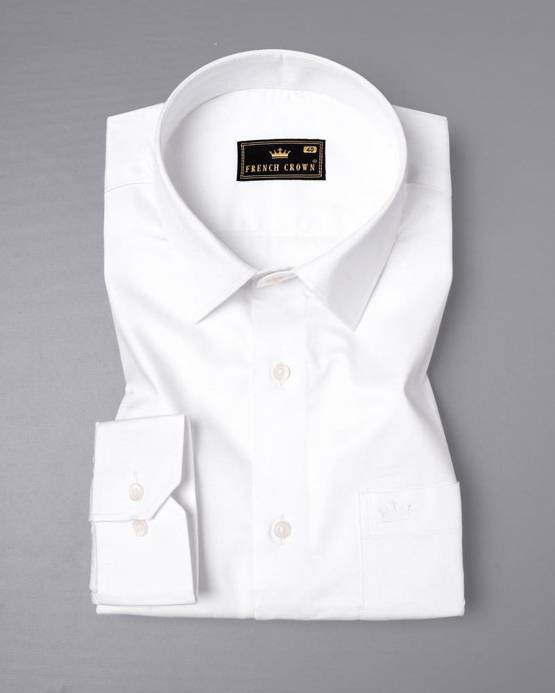 Bright White with Salomie and Black Piping Premium Cotton Shirt
