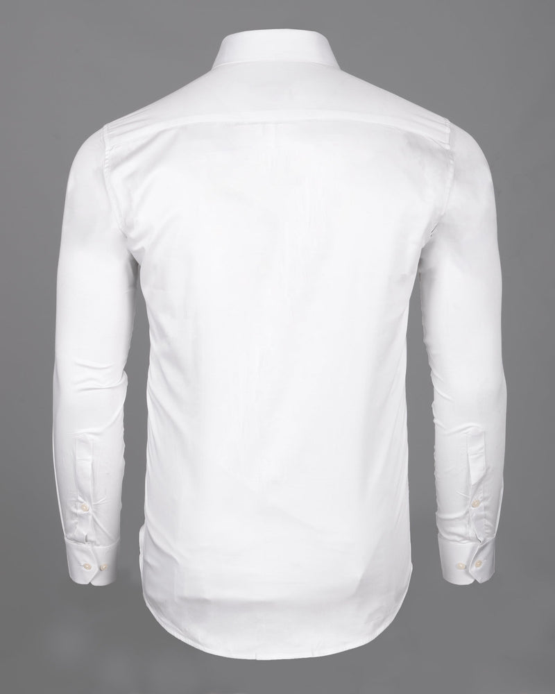 Bright White with Salomie and Black Triple Stripes Premium Satin Shirt