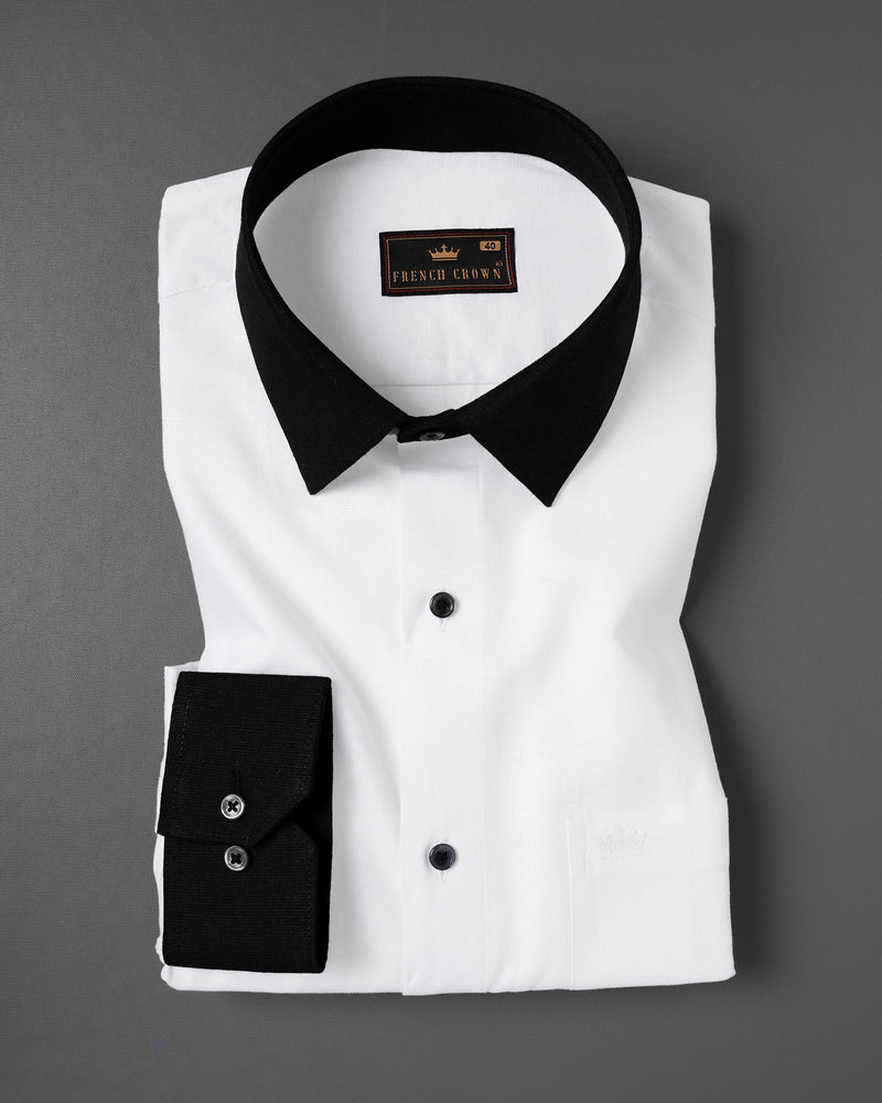 Bright White with Black Collar Luxurious Linen Shirt 5030-BCC-BLK-38, 5030-BCC-BLK-H-38, 5030-BCC-BLK-39, 5030-BCC-BLK-H-39, 5030-BCC-BLK-40, 5030-BCC-BLK-H-40, 5030-BCC-BLK-42, 5030-BCC-BLK-H-42, 5030-BCC-BLK-44, 5030-BCC-BLK-H-44, 5030-BCC-BLK-46, 5030-BCC-BLK-H-46, 5030-BCC-BLK-48, 5030-BCC-BLK-H-48, 5030-BCC-BLK-50, 5030-BCC-BLK-H-50, 5030-BCC-BLK-52, 5030-BCC-BLK-H-52