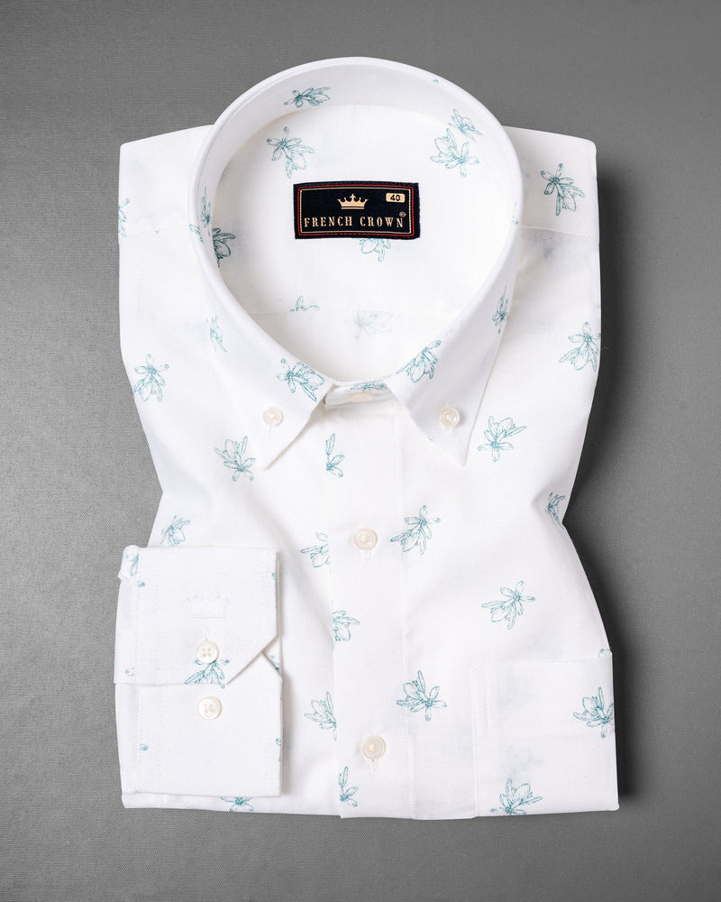 Bright White Floral Printed Luxurious Linen Shirt 5331-BD-38, 5331-BD-H-38, 5331-BD-39, 5331-BD-H-39, 5331-BD-40, 5331-BD-H-40, 5331-BD-42, 5331-BD-H-42, 5331-BD-44, 5331-BD-H-44, 5331-BD-46, 5331-BD-H-46, 5331-BD-48, 5331-BD-H-48, 5331-BD-50, 5331-BD-H-50, 5331-BD-52, 5331-BD-H-52
