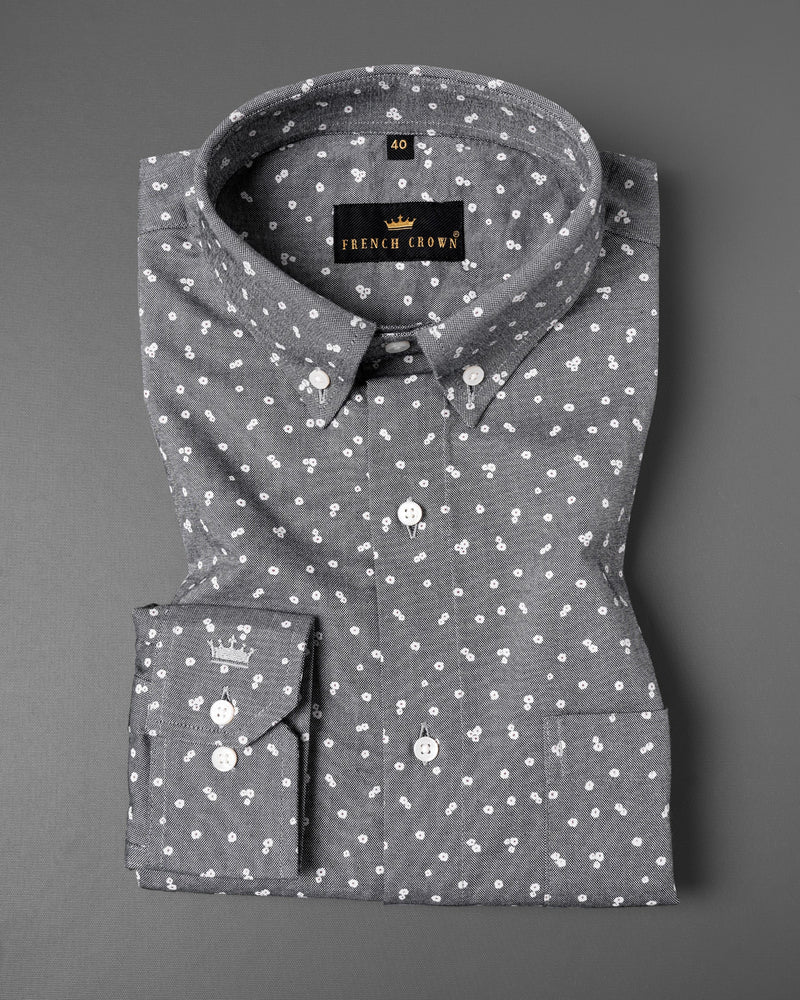 Topaz Grey with White Flowers Printed Royal Oxford Shirt 5377-BD-38, 5377-BD-H-38, 5377-BD-39, 5377-BD-H-39, 5377-BD-40, 5377-BD-H-40, 5377-BD-42, 5377-BD-H-42, 5377-BD-44, 5377-BD-H-44, 5377-BD-46, 5377-BD-H-46, 5377-BD-48, 5377-BD-H-48, 5377-BD-50, 5377-BD-H-50, 5377-BD-52, 5377-BD-H-52