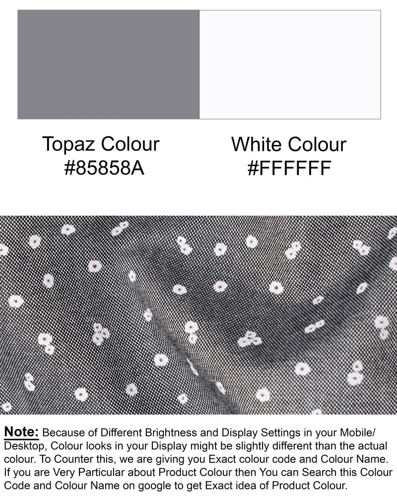 Topaz Grey with White Flowers Printed Royal Oxford Shirt 5377-BD-38, 5377-BD-H-38, 5377-BD-39, 5377-BD-H-39, 5377-BD-40, 5377-BD-H-40, 5377-BD-42, 5377-BD-H-42, 5377-BD-44, 5377-BD-H-44, 5377-BD-46, 5377-BD-H-46, 5377-BD-48, 5377-BD-H-48, 5377-BD-50, 5377-BD-H-50, 5377-BD-52, 5377-BD-H-52