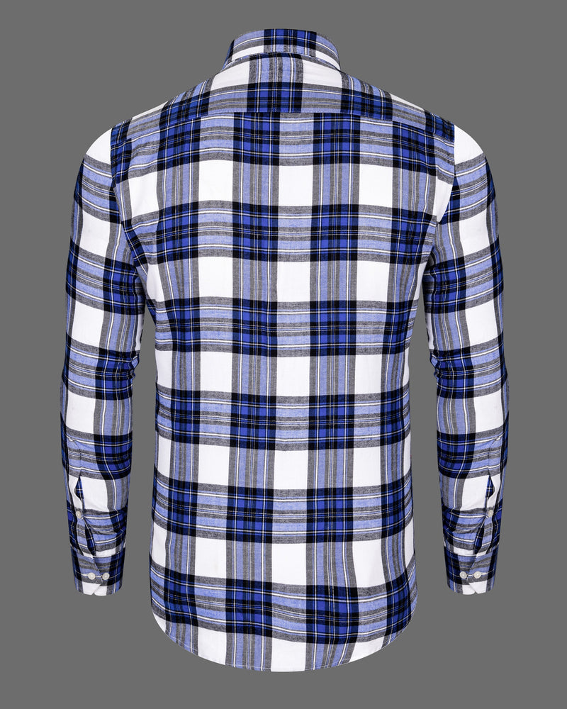 Bright White and Deep Koamaru Blue Plaid Premium Cotton Flannel Shirt 5388-BD-38, 5388-BD-H-38, 5388-BD-39, 5388-BD-H-39, 5388-BD-40, 5388-BD-H-40, 5388-BD-42, 5388-BD-H-42, 5388-BD-44, 5388-BD-H-44, 5388-BD-46, 5388-BD-H-46, 5388-BD-48, 5388-BD-H-48, 5388-BD-50, 5388-BD-H-50, 5388-BD-52, 5388-BD-H-52