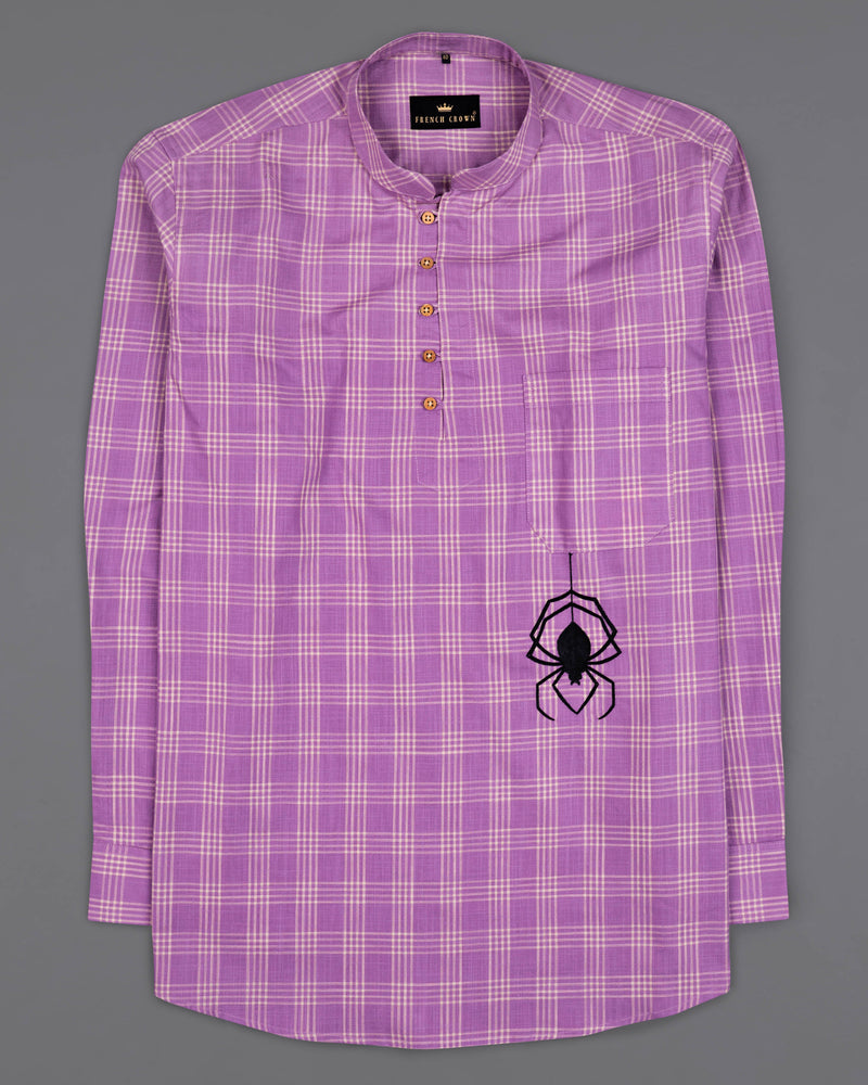 Deep Lilac Purple Checked with Spider Embroidered Luxurious Linen Kurta Shirt 5410-KS-E044-38, 5410-KS-E044-H-38, 5410-KS-E044-39, 5410-KS-E044-H-39, 5410-KS-E044-40, 5410-KS-E044-H-40, 5410-KS-E044-42, 5410-KS-E044-H-42, 5410-KS-E044-44, 5410-KS-E044-H-44, 5410-KS-E044-46, 5410-KS-E044-H-46, 5410-KS-E044-48, 5410-KS-E044-H-48, 5410-KS-E044-50, 5410-KS-E044-H-50, 5410-KS-E044-52, 5410-KS-E044-H-52