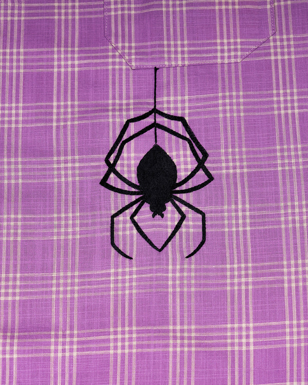 Deep Lilac Purple Checked with Spider Embroidered Luxurious Linen Kurta Shirt 5410-KS-E044-38, 5410-KS-E044-H-38, 5410-KS-E044-39, 5410-KS-E044-H-39, 5410-KS-E044-40, 5410-KS-E044-H-40, 5410-KS-E044-42, 5410-KS-E044-H-42, 5410-KS-E044-44, 5410-KS-E044-H-44, 5410-KS-E044-46, 5410-KS-E044-H-46, 5410-KS-E044-48, 5410-KS-E044-H-48, 5410-KS-E044-50, 5410-KS-E044-H-50, 5410-KS-E044-52, 5410-KS-E044-H-52