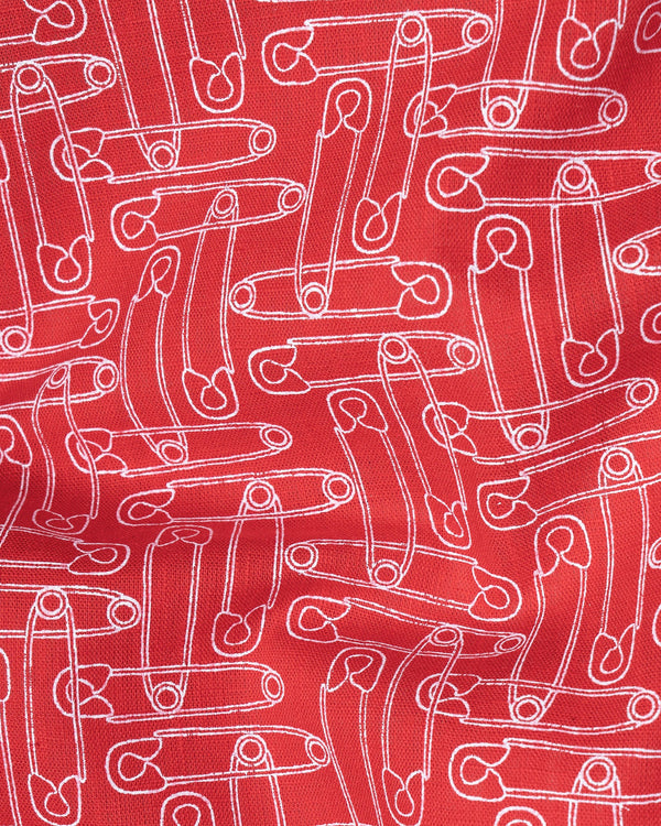 Cardinal Red Safety Pin Printed Luxurious Linen Shirt 5521-38, 5521-H-38, 5521-39, 5521-H-39, 5521-40, 5521-H-40, 5521-42, 5521-H-42, 5521-44, 5521-H-44, 5521-46, 5521-H-46, 5521-48, 5521-H-48, 5521-50, 5521-H-50, 5521-52, 5521-H-52