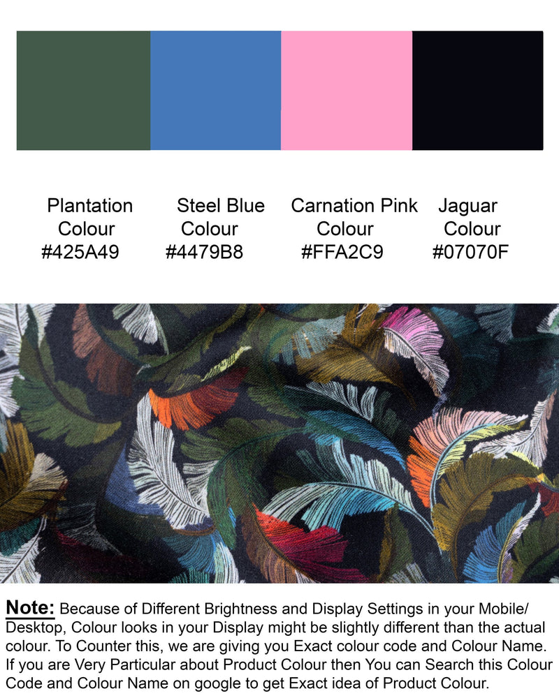 Jaguar Black Multicolor Feathers Printed Premium Cotton Shirt 5523-BLK-38, 5523-BLK-H-38, 5523-BLK-39, 5523-BLK-H-39, 5523-BLK-40, 5523-BLK-H-40, 5523-BLK-42, 5523-BLK-H-42, 5523-BLK-44, 5523-BLK-H-44, 5523-BLK-46, 5523-BLK-H-46, 5523-BLK-48, 5523-BLK-H-48, 5523-BLK-50, 5523-BLK-H-50, 5523-BLK-52, 5523-BLK-H-52