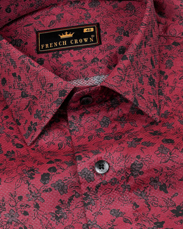 Shiraz Red Floral Printed Dobby Textured Premium Giza Cotton Shirt 5562-BLK-38, 5562-BLK-H-38, 5562-BLK-39, 5562-BLK-H-39, 5562-BLK-40, 5562-BLK-H-40, 5562-BLK-42, 5562-BLK-H-42, 5562-BLK-44, 5562-BLK-H-44, 5562-BLK-46, 5562-BLK-H-46, 5562-BLK-48, 5562-BLK-H-48, 5562-BLK-50, 5562-BLK-H-50, 5562-BLK-52, 5562-BLK-H-52