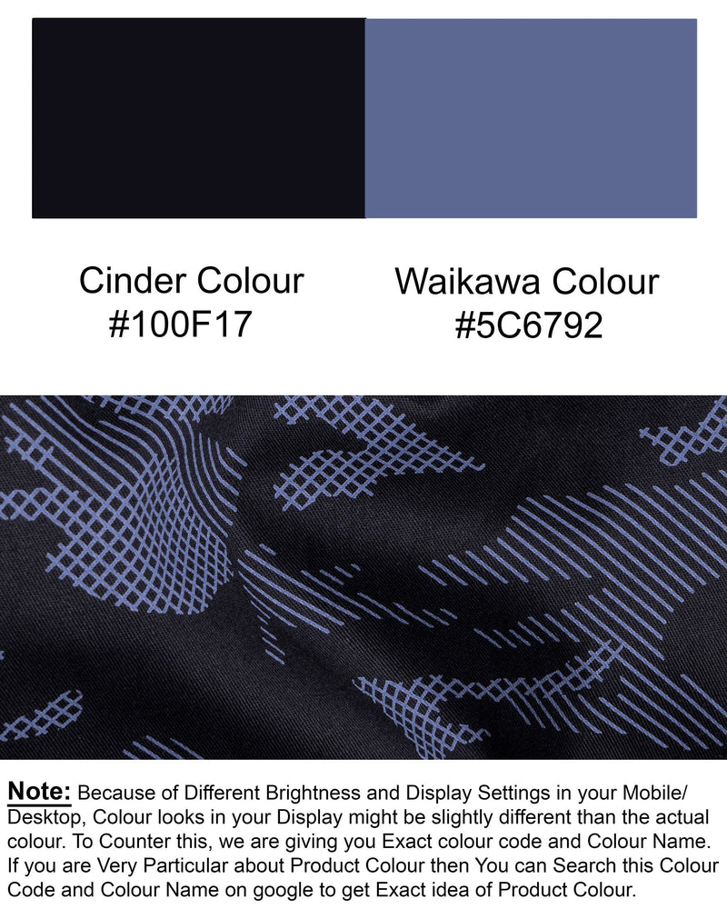 Cinder Black with Waikawa Blue Camo Printed Premium Satin Shirt 5570-BLK-38, 5570-BLK-H-38, 5570-BLK-39, 5570-BLK-H-39, 5570-BLK-40, 5570-BLK-H-40, 5570-BLK-42, 5570-BLK-H-42, 5570-BLK-44, 5570-BLK-H-44, 5570-BLK-46, 5570-BLK-H-46, 5570-BLK-48, 5570-BLK-H-48, 5570-BLK-50, 5570-BLK-H-50, 5570-BLK-52, 5570-BLK-H-52