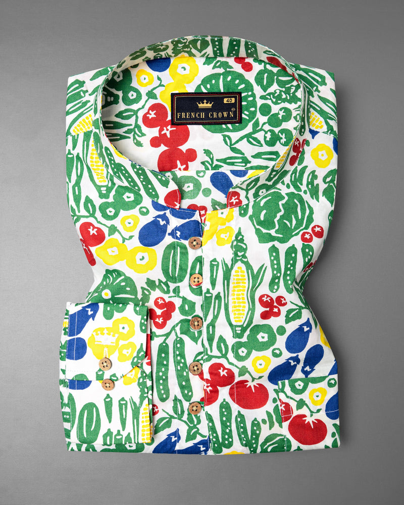 Bright White Vegetables Printed Premium Cotton Kurta Shirt 5670-KS-38, 5670-KS-H-38, 5670-KS-39, 5670-KS-H-39, 5670-KS-40, 5670-KS-H-40, 5670-KS-42, 5670-KS-H-42, 5670-KS-44, 5670-KS-H-44, 5670-KS-46, 5670-KS-H-46, 5670-KS-48, 5670-KS-H-48, 5670-KS-50, 5670-KS-H-50, 5670-KS-52, 5670-KS-H-52