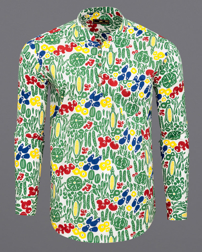 Bright White Vegetables Printed Premium Cotton Kurta Shirt 5670-KS-38, 5670-KS-H-38, 5670-KS-39, 5670-KS-H-39, 5670-KS-40, 5670-KS-H-40, 5670-KS-42, 5670-KS-H-42, 5670-KS-44, 5670-KS-H-44, 5670-KS-46, 5670-KS-H-46, 5670-KS-48, 5670-KS-H-48, 5670-KS-50, 5670-KS-H-50, 5670-KS-52, 5670-KS-H-52