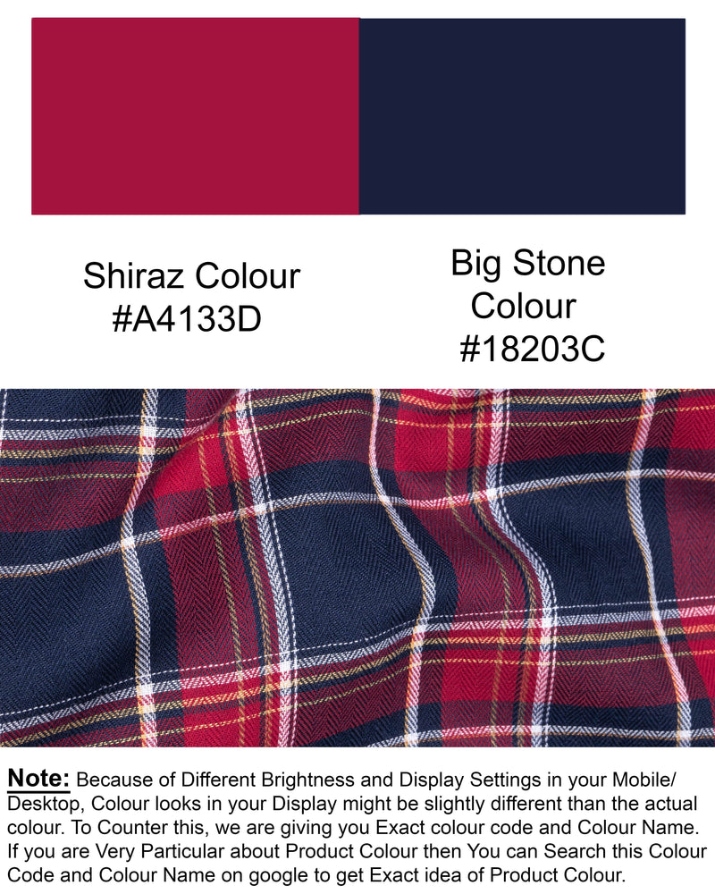 Shiraz Red and Big Stone Blue Plaid Herringbone Premium Cotton Shirt 5715-BD-38, 5715-BD-H-38, 5715-BD-39, 5715-BD-H-39, 5715-BD-40, 5715-BD-H-40, 5715-BD-42, 5715-BD-H-42, 5715-BD-44, 5715-BD-H-44, 5715-BD-46, 5715-BD-H-46, 5715-BD-48, 5715-BD-H-48, 5715-BD-50, 5715-BD-H-50, 5715-BD-52, 5715-BD-H-52