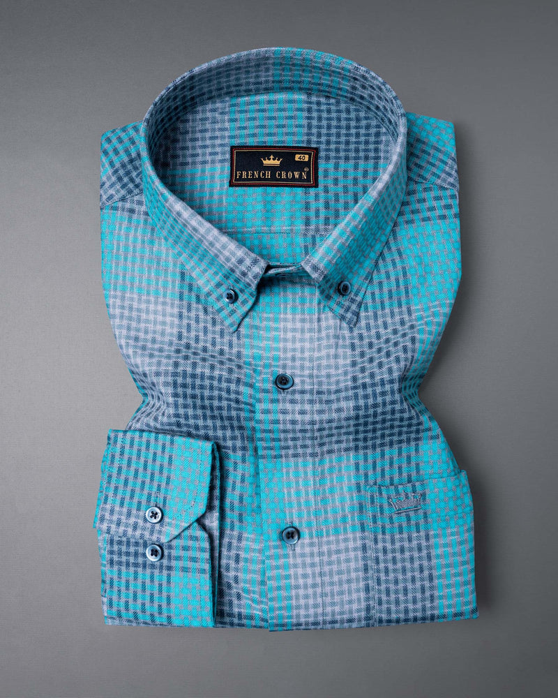 Bright Turquoise Blue and Dark Cerulean Twill Plaid Premium Cotton Shirt 5834-BD-BLE-38, 5834-BD-BLE-H-38, 5834-BD-BLE-39, 5834-BD-BLE-H-39, 5834-BD-BLE-40, 5834-BD-BLE-H-40, 5834-BD-BLE-42, 5834-BD-BLE-H-42, 5834-BD-BLE-44, 5834-BD-BLE-H-44, 5834-BD-BLE-46, 5834-BD-BLE-H-46, 5834-BD-BLE-48, 5834-BD-BLE-H-48, 5834-BD-BLE-50, 5834-BD-BLE-H-50, 5834-BD-BLE-52, 5834-BD-BLE-H-52