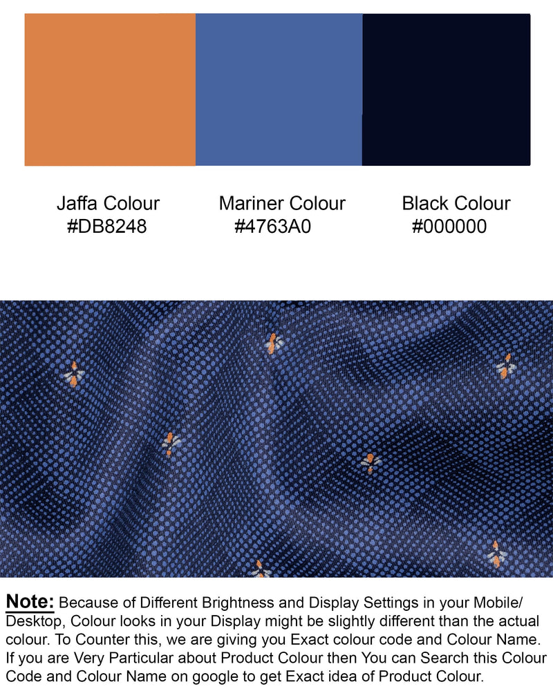Marriner Blue and Jaffa Orange Geometrical Print Super Soft Premium Cotton Shirt 5836-BLE-38, 5836-BLE-H-38, 5836-BLE-39, 5836-BLE-H-39, 5836-BLE-40, 5836-BLE-H-40, 5836-BLE-42, 5836-BLE-H-42, 5836-BLE-44, 5836-BLE-H-44, 5836-BLE-46, 5836-BLE-H-46, 5836-BLE-48, 5836-BLE-H-48, 5836-BLE-50, 5836-BLE-H-50, 5836-BLE-52, 5836-BLE-H-52