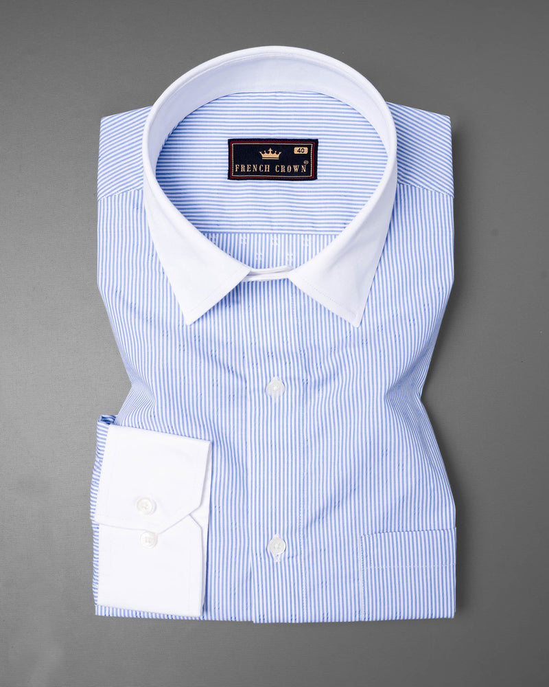 Sky Blue Pinstriped with White Collar Dobby Premium Giza Cotton Shirt 5849-WCC-38, 5849-WCC-H-38, 5849-WCC-39, 5849-WCC-H-39, 5849-WCC-40, 5849-WCC-H-40, 5849-WCC-42, 5849-WCC-H-42, 5849-WCC-44, 5849-WCC-H-44, 5849-WCC-46, 5849-WCC-H-46, 5849-WCC-48, 5849-WCC-H-48, 5849-WCC-50, 5849-WCC-H-50, 5849-WCC-52, 5849-WCC-H-52