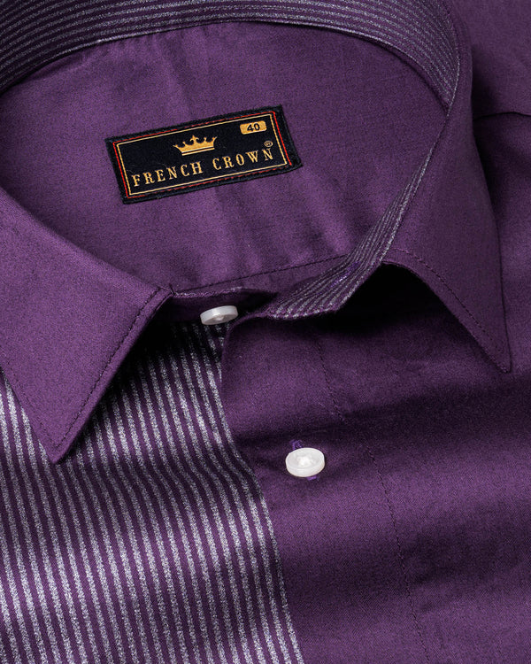 Purple with Silver Striped Super Soft Premium Cotton Shirt 5880-38, 5880-H-38, 5880-39, 5880-H-39, 5880-40, 5880-H-40, 5880-42, 5880-H-42, 5880-44, 5880-H-44, 5880-46, 5880-H-46, 5880-48, 5880-H-48, 5880-50, 5880-H-50, 5880-52, 5880-H-52