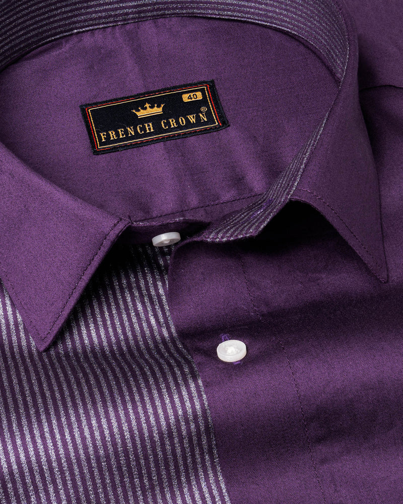 Purple with Silver Striped Super Soft Premium Cotton Shirt 5880-38, 5880-H-38, 5880-39, 5880-H-39, 5880-40, 5880-H-40, 5880-42, 5880-H-42, 5880-44, 5880-H-44, 5880-46, 5880-H-46, 5880-48, 5880-H-48, 5880-50, 5880-H-50, 5880-52, 5880-H-52