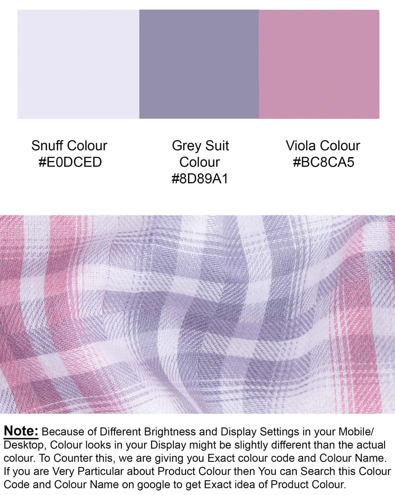 Grey with Viola Pink Twill Plaid Premium Cotton Shirt 5886-BD-38, 5886-BD-H-38, 5886-BD-39, 5886-BD-H-39, 5886-BD-40, 5886-BD-H-40, 5886-BD-42, 5886-BD-H-42, 5886-BD-44, 5886-BD-H-44, 5886-BD-46, 5886-BD-H-46, 5886-BD-48, 5886-BD-H-48, 5886-BD-50, 5886-BD-H-50, 5886-BD-52, 5886-BD-H-52