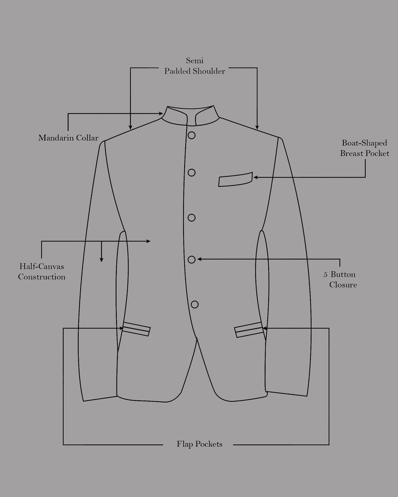 Jet Black Subtle velvet Jacquard Textured Bandhgala Designer Suit