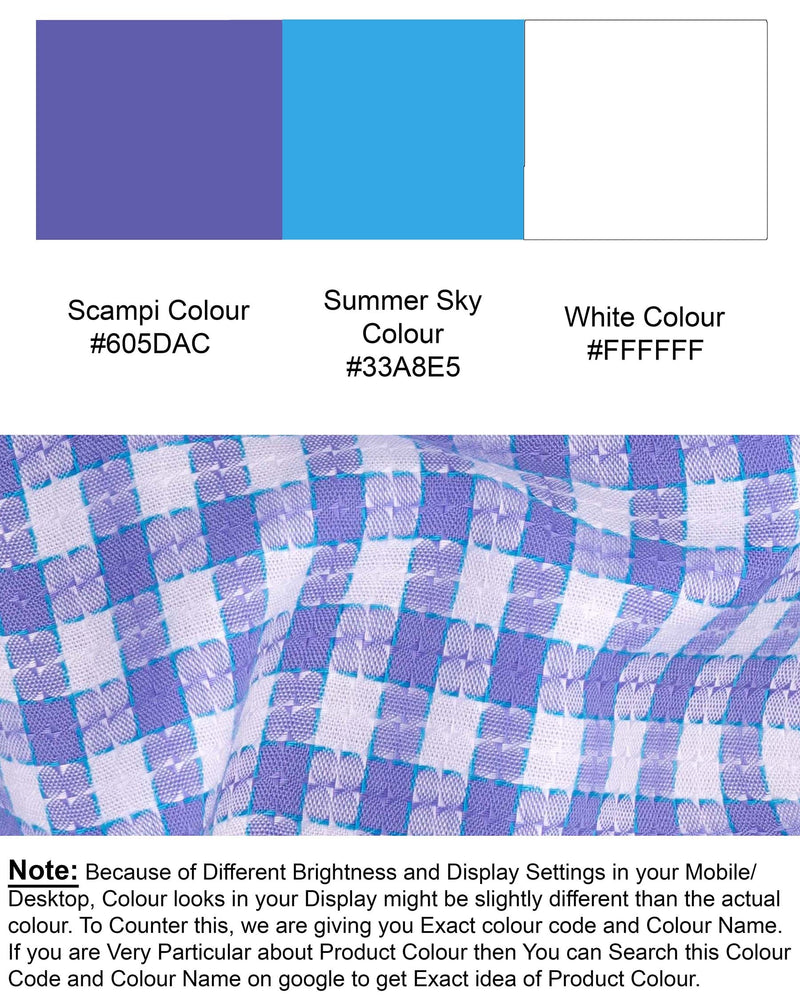 Scampi Blue and Summer Sky Checkered Dobby Textured Premium Giza Cotton Shirt 6003-CA-38, 6003-CA-H-38, 6003-CA-39, 6003-CA-H-39, 6003-CA-40, 6003-CA-H-40, 6003-CA-42, 6003-CA-H-42, 6003-CA-44, 6003-CA-H-44, 6003-CA-46, 6003-CA-H-46, 6003-CA-48, 6003-CA-H-48, 6003-CA-50, 6003-CA-H-50, 6003-CA-52, 6003-CA-H-52