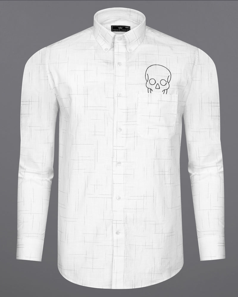 Bright White with Black Textured and Embroidered Luxurious Linen Shirt 6036-BD-E040-38, 6036-BD-E040-H-38, 6036-BD-E040-39, 6036-BD-E040-H-39, 6036-BD-E040-40, 6036-BD-E040-H-40, 6036-BD-E040-42, 6036-BD-E040-H-42, 6036-BD-E040-44, 6036-BD-E040-H-44, 6036-BD-E040-46, 6036-BD-E040-H-46, 6036-BD-E040-48, 6036-BD-E040-H-48, 6036-BD-E040-50, 6036-BD-E040-H-50, 6036-BD-E040-52, 6036-BD-E040-H-52