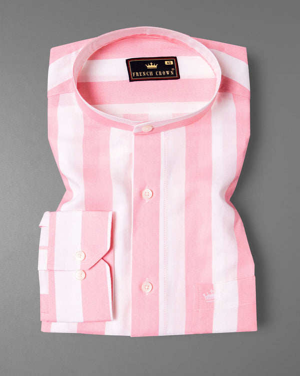 Kawaii Pink with Bright White Thick Striped Premium Tencel Shirt 6039-M-38, 6039-M-H-38, 6039-M-39, 6039-M-H-39, 6039-M-40, 6039-M-H-40, 6039-M-42, 6039-M-H-42, 6039-M-44, 6039-M-H-44, 6039-M-46, 6039-M-H-46, 6039-M-48, 6039-M-H-48, 6039-M-50, 6039-M-H-50, 6039-M-52, 6039-M-H-52