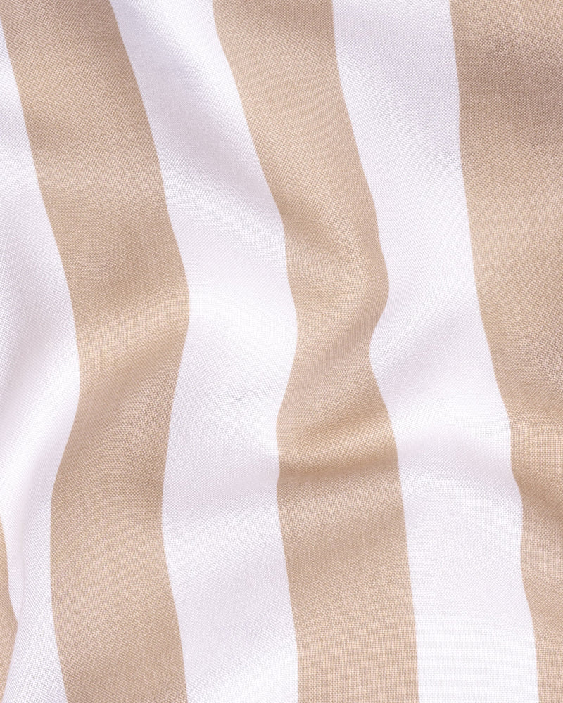 Clam Shell Brown and White Thick Striped Premium Tencel Shirt 6045-38, 6045-H-38, 6045-39, 6045-H-39, 6045-40, 6045-H-40, 6045-42, 6045-H-42, 6045-44, 6045-H-44, 6045-46, 6045-H-46, 6045-48, 6045-H-48, 6045-50, 6045-H-50, 6045-52, 6045-H-52