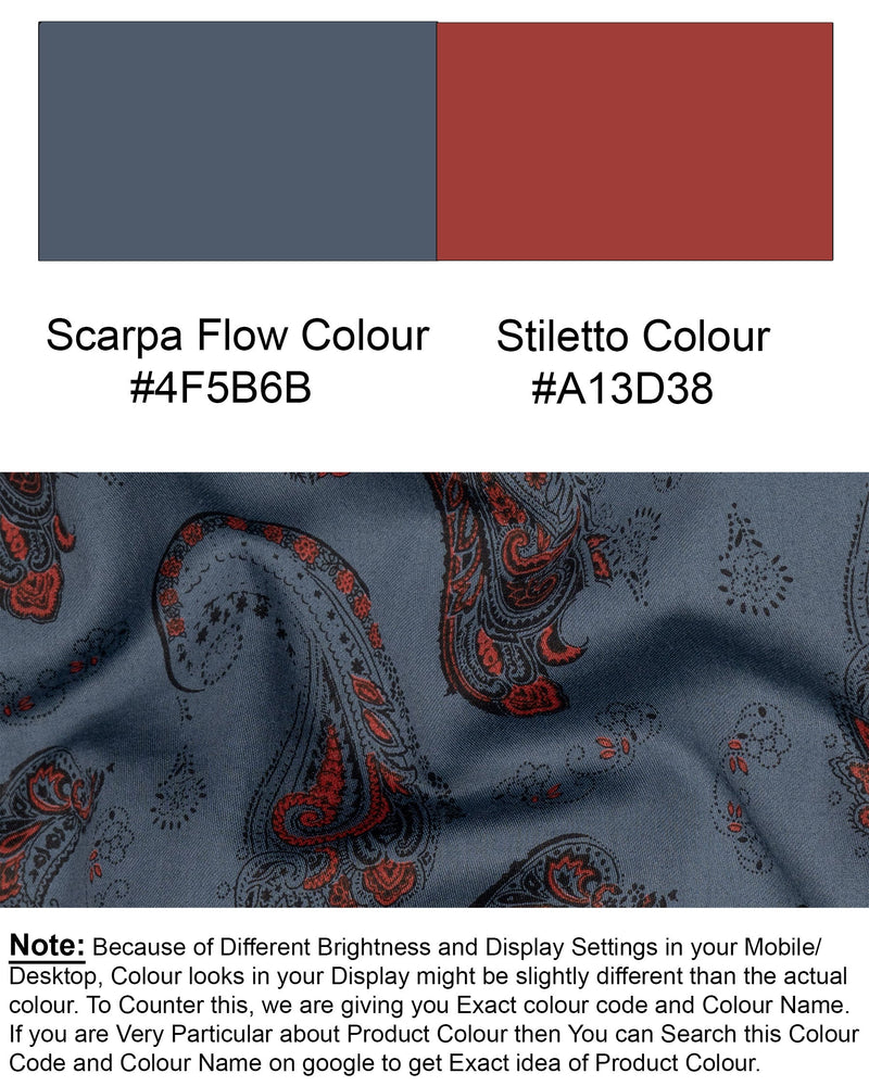 Scarpa Flow Grey Paisleys Printed Super Soft Premium Cotton Shirt 6199-BLK-38, 6199-BLK-H-38, 6199-BLK-39, 6199-BLK-H-39, 6199-BLK-40, 6199-BLK-H-40, 6199-BLK-42, 6199-BLK-H-42, 6199-BLK-44, 6199-BLK-H-44, 6199-BLK-46, 6199-BLK-H-46, 6199-BLK-48, 6199-BLK-H-48, 6199-BLK-50, 6199-BLK-H-50, 6199-BLK-52, 6199-BLK-H-52