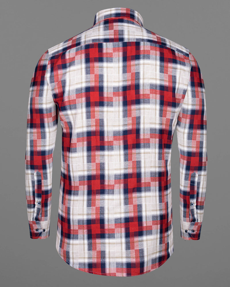 Quicksand and Alizarin Red Twill Plaid Premium Cotton Shirt