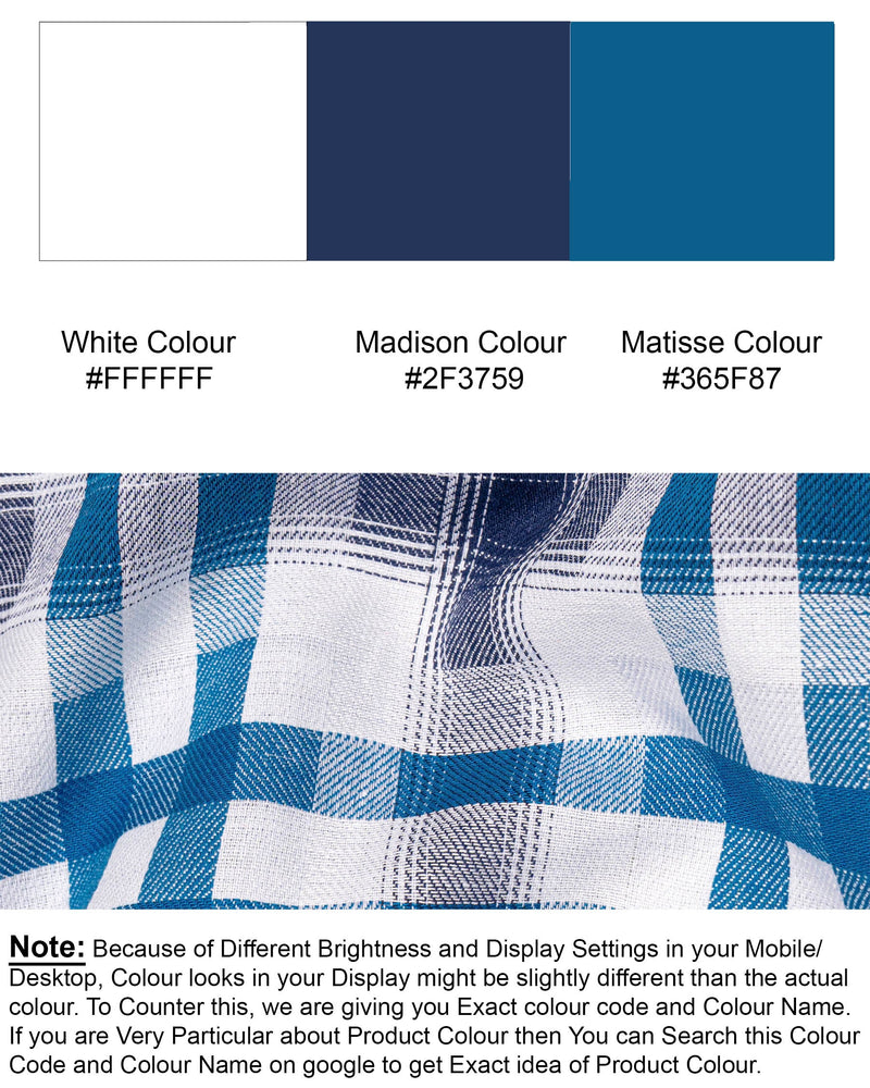 Bright White with Madison Blue Checkered Twill Premium Cotton Shirt 6223-CP-38, 6223-CP-H-38, 6223-CP-39, 6223-CP-H-39, 6223-CP-40, 6223-CP-H-40, 6223-CP-42, 6223-CP-H-42, 6223-CP-44, 6223-CP-H-44, 6223-CP-46, 6223-CP-H-46, 6223-CP-48, 6223-CP-H-48, 6223-CP-50, 6223-CP-H-50, 6223-CP-52, 6223-CP-H-52