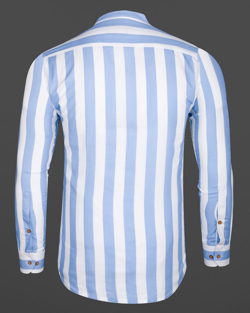 Bright White and Rock Blue Striped Tencel Kurta Shirt 6270-KS-38, 6270-KS-H-38, 6270-KS-39, 6270-KS-H-39, 6270-KS-40, 6270-KS-H-40, 6270-KS-42, 6270-KS-H-42, 6270-KS-44, 6270-KS-H-44, 6270-KS-46, 6270-KS-H-46, 6270-KS-48, 6270-KS-H-48, 6270-KS-50, 6270-KS-H-50, 6270-KS-52, 6270-KS-H-52