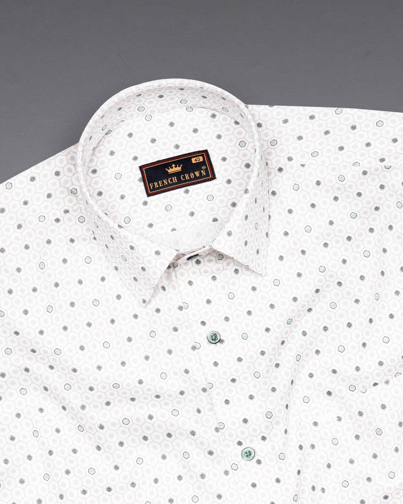 Bright White Hexagon Printed Super Soft Premium Cotton Shirt 6325-GR-38, 6325-GR-H-38, 6325-GR-39, 6325-GR-H-39, 6325-GR-40, 6325-GR-H-40, 6325-GR-42, 6325-GR-H-42, 6325-GR-44, 6325-GR-H-44, 6325-GR-46, 6325-GR-H-46, 6325-GR-48, 6325-GR-H-48, 6325-GR-50, 6325-GR-H-50, 6325-GR-52, 6325-GR-H-52