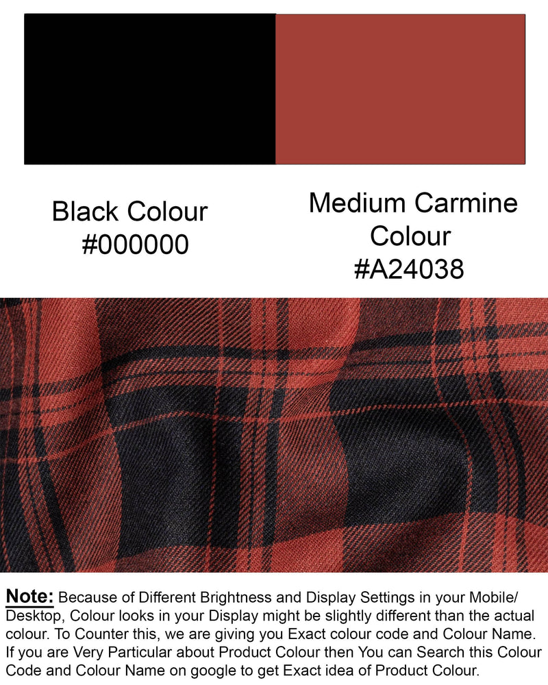 Jade Black and Medium Carmine Twill Plaid Premium Cotton Shirt 6373-M-38,6373-M-H-38,6373-M-39,6373-M-H-39,6373-M-40,6373-M-H-40,6373-M-42,6373-M-H-42,6373-M-44,6373-M-H-44,6373-M-46,6373-M-H-46,6373-M-48,6373-M-H-48,6373-M-50,6373-M-H-50,6373-M-52,6373-M-H-52