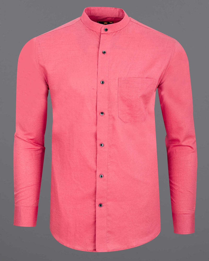 Light Coral Pink Luxurious Linen Shirt