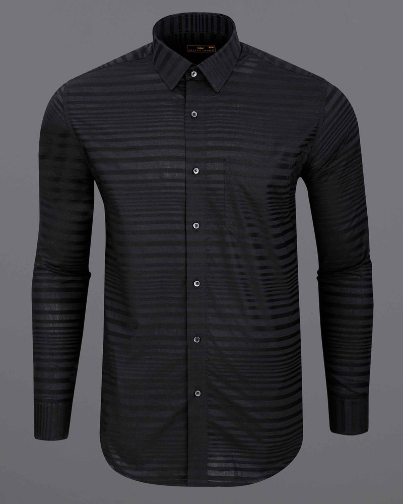 Jade Black Striped Dobby Textured Premium Giza Cotton Shirt  6437-BLK-38, 6437-BLK-H-38, 6437-BLK-39, 6437-BLK-H-39, 6437-BLK-40, 6437-BLK-H-40, 6437-BLK-42, 6437-BLK-H-42, 6437-BLK-44, 6437-BLK-H-44, 6437-BLK-46, 6437-BLK-H-46, 6437-BLK-48, 6437-BLK-H-48, 6437-BLK-50, 6437-BLK-H-50, 6437-BLK-52, 6437-BLK-H-52