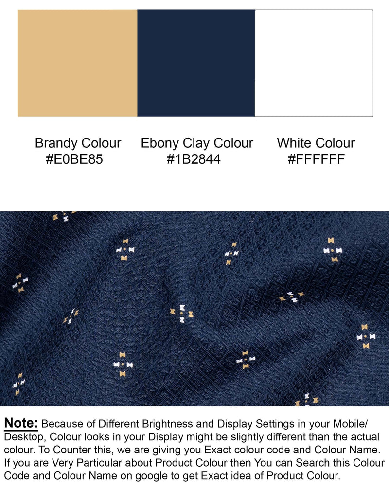 Ebony Clay Blue Dobby Textured Premium Giza Cotton Shirt